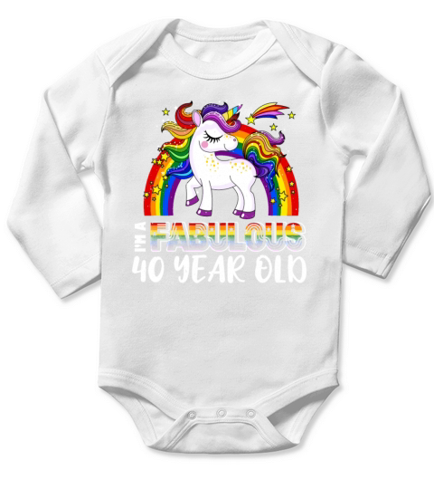 Unicorn Age 40 Years Gay Pride LGBT Pride Month Long Sleeve Baby One-Piece