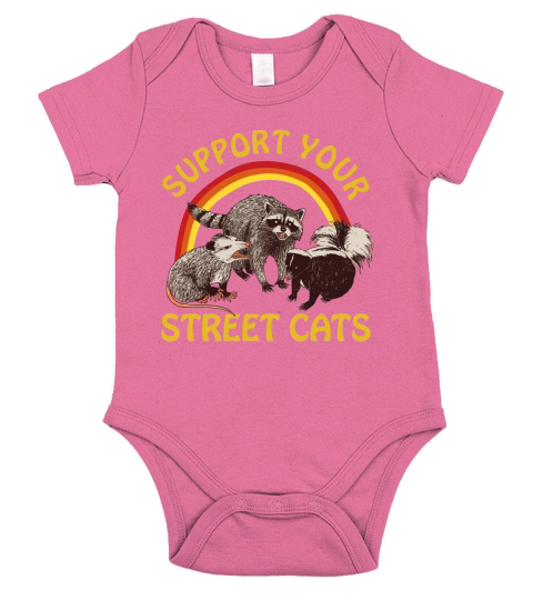 Cat Kitten Support Your Local Street Cats Vintage Short Sleeve Baby One-Piece