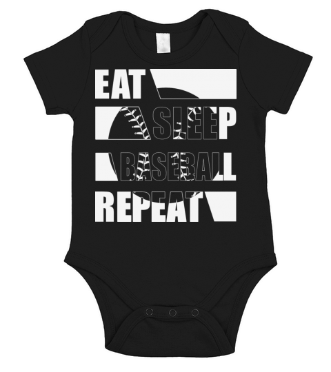 Eat Sleep Baseball Repeat Short Sleeve Baby One-Piece