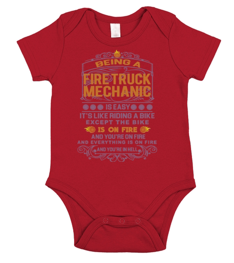 FIRE TRUCK MECHANIC FRideaBike Short Sleeve Baby One-Piece