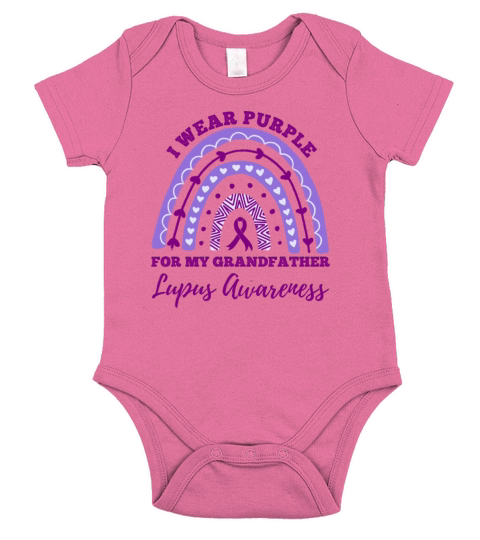 I Wear Purple For My Grandfather Lupus Awareness Short Sleeve Baby One-Piece