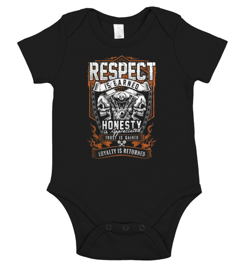 RESPECT IS EARNED SKULL - ENGINE - Hot Shirt Short Sleeve Baby One-Piece