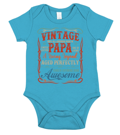 Vintage 100 Percent All American Made In Papa Short Sleeve Baby One-Piece