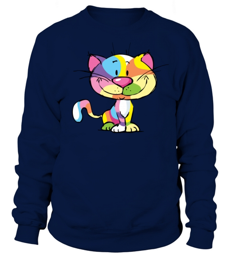 Cute Kitty Cartoon Colorful Pop Art Design Sweatshirt Unisex