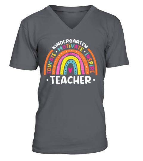 Kindergarten Educate Motivate Inspire Teacher V-Neck T-shirt