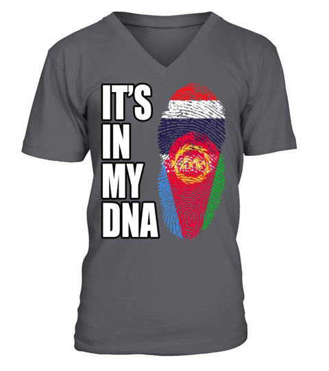 Thai And Eritrean Vintage Heritage DNA Flag V-Neck T-shirt