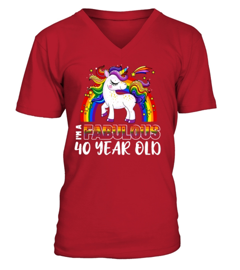 Unicorn Age 40 Years Gay Pride LGBT Pride Month V-Neck T-shirt
