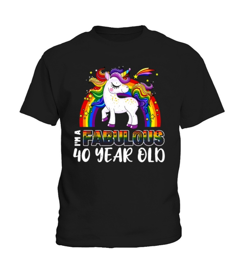 Unicorn Age 40 Years Gay Pride LGBT Pride Month Kids T-Shirt