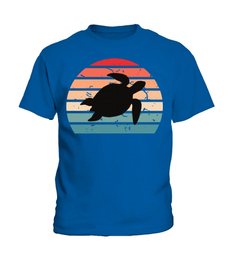Vintage Sunset Swimming Sea Turtle Kids T-Shirt