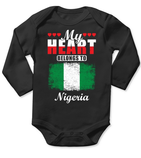 My Heart Belongs to NIgeria Long Sleeve Baby One-Piece