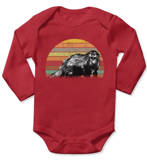 Otter Retro Vintage Sea Long Sleeve Baby One-Piece