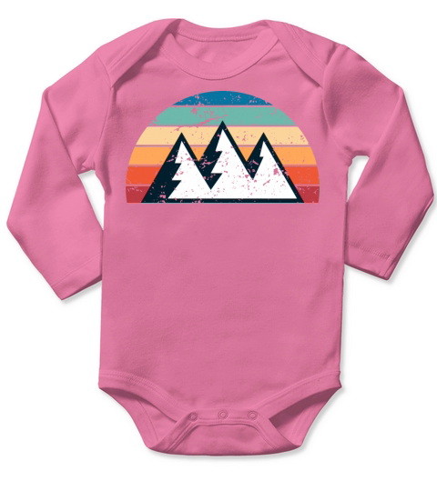 Retro Mountaineering Sunset Vintage climbing Long Sleeve Baby One-Piece