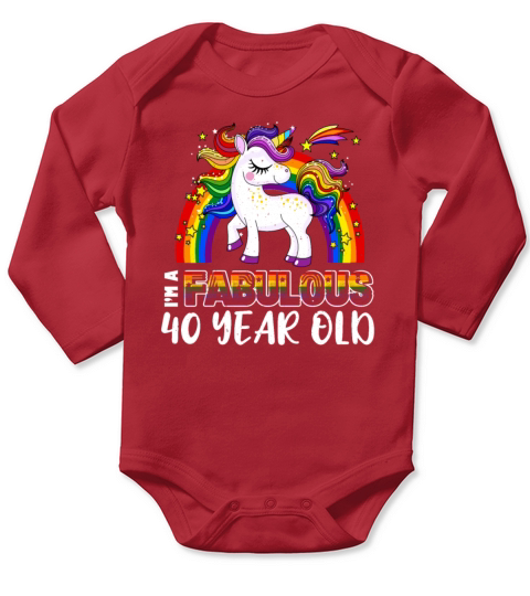 Unicorn Age 40 Years Gay Pride LGBT Pride Month Long Sleeve Baby One-Piece