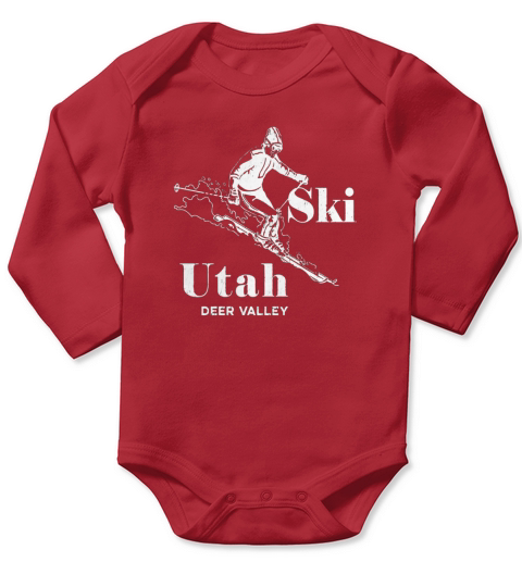 Vintage Utah T-Shirt Deer Valley Skiing Tee Long Sleeve Baby One-Piece