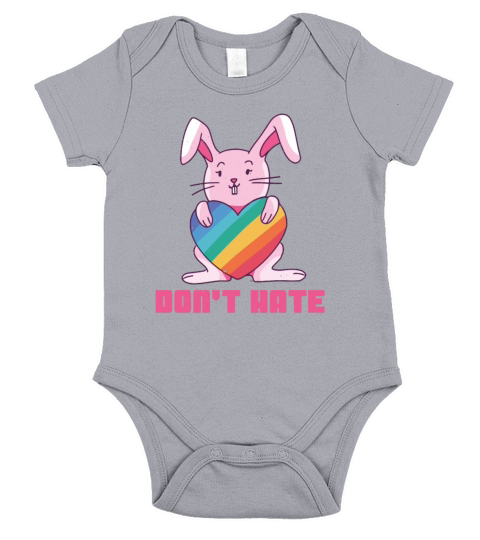 Do Not Hate Rainbow Rabbit Gay Pride LGBT Pride Short Sleeve Baby One-Piece