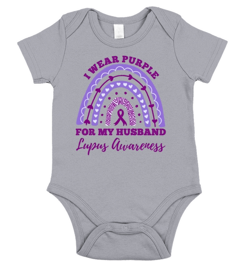 I Wear Purple For My Husband Lupus Awareness Short Sleeve Baby One-Piece