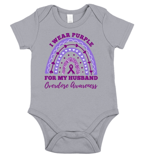 I Wear Purple For My Husband Overdose Awareness Short Sleeve Baby One-Piece
