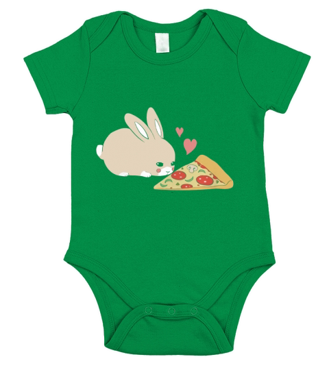 Kawaii Rabbit Pizza Hearts Short Sleeve Baby One-Piece