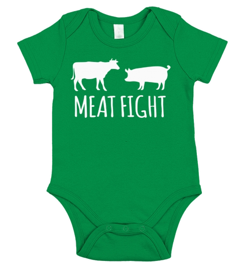 Meat Fight Pig Cow Funny Novelty T-Shirt Short Sleeve Baby One-Piece