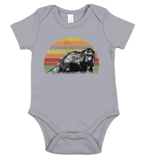 Otter Retro Vintage Sea Short Sleeve Baby One-Piece