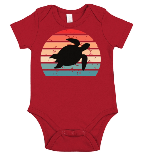 Vintage Sunset Swimming Sea Turtle Short Sleeve Baby One-Piece