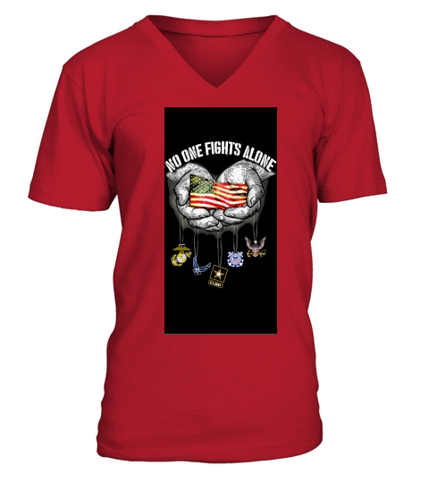 America Marine Corps Air Force Us Army Chatham Lighthouse No One Fights Alone shirt - Iphone 11 Case V-Neck T-shirt