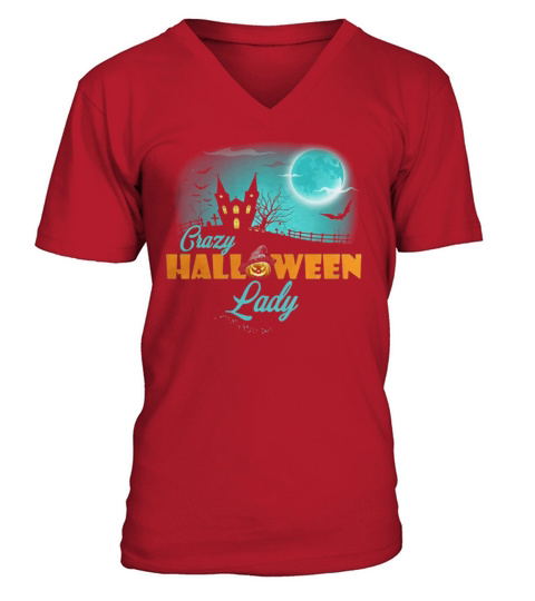 Crazy Halloween lady shirt V-Neck T-shirt