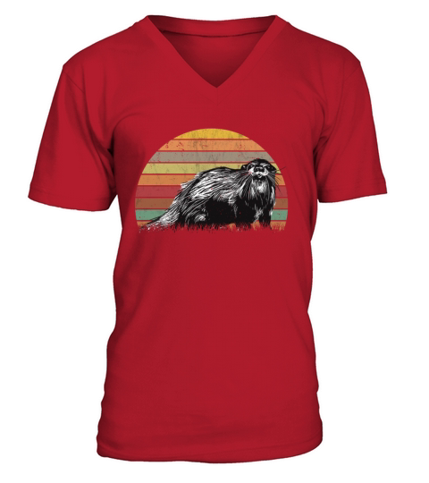 Otter Retro Vintage Sea V-Neck T-shirt