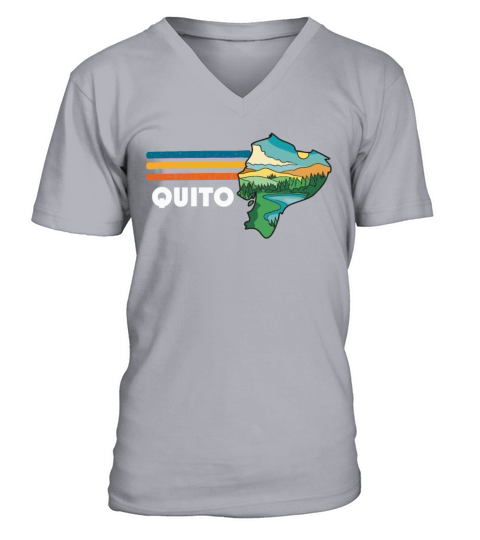 Quito Ecuador Vintage Landscape Map V-Neck T-shirt