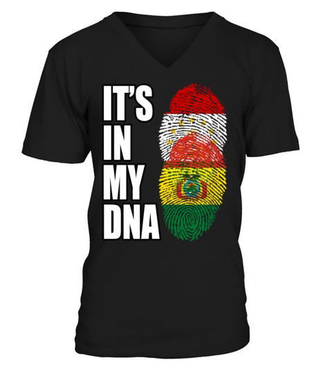 Tajikistani And Bolivian Vintage Heritage DNA Flag V-Neck T-shirt