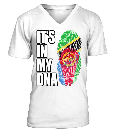 Tanzanian And Eritrean Vintage Heritage DNA Flag V-Neck T-shirt
