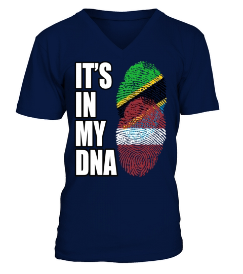 Tanzanian And Latvian Vintage Heritage DNA Flag V-Neck T-shirt