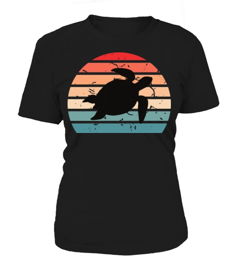 Vintage Sunset Swimming Sea Turtle Women's T-Shirt