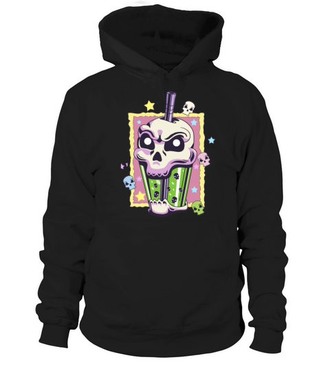 Kawaii Creepy Skull Boba Bubble Tea Pastel Goth Va Hoodie Unisex