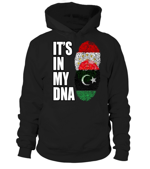 Tajikistani And Libyan Vintage Heritage DNA Flag Hoodie Unisex