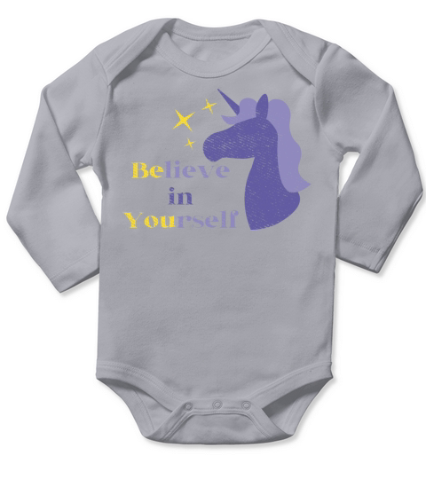 Believe In Yourself Motivational Quote Unicorn Long Sleeve Baby One-Piece