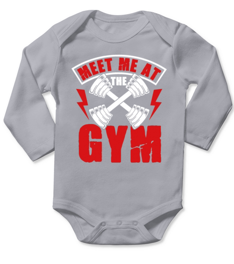 Funny Meet Me at Gym Workout Fitness Weightlifting Long Sleeve Baby One-Piece