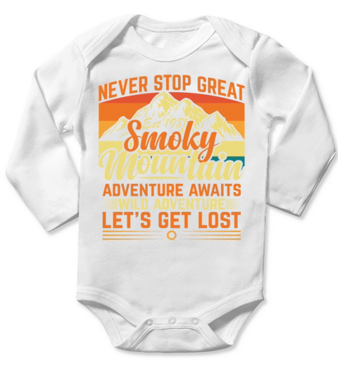 Great Smoky Mountains Park Distressed Sunset Wildl Long Sleeve Baby One-Piece