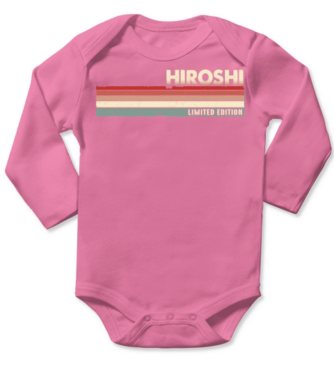 Hiroshi Funny Retro Vintage Name surname 80s 90s Long Sleeve Baby One-Piece