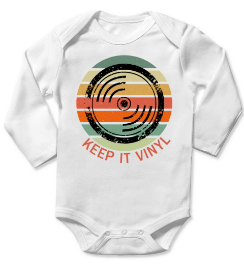 Keep It Vinyl - Vintage Vinyl LP Record T-Shirt Long Sleeve Baby One-Piece