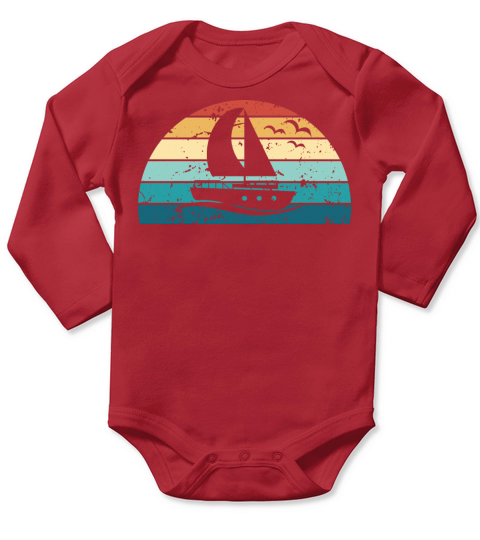 Retro Boating Sunset Vintage boat Sunrise Long Sleeve Baby One-Piece