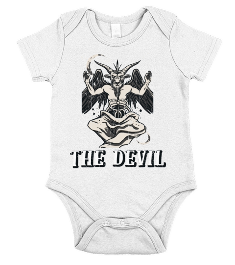 Baphomet Devil Tarot Card Occult Gothic Short Sleeve Baby One-Piece