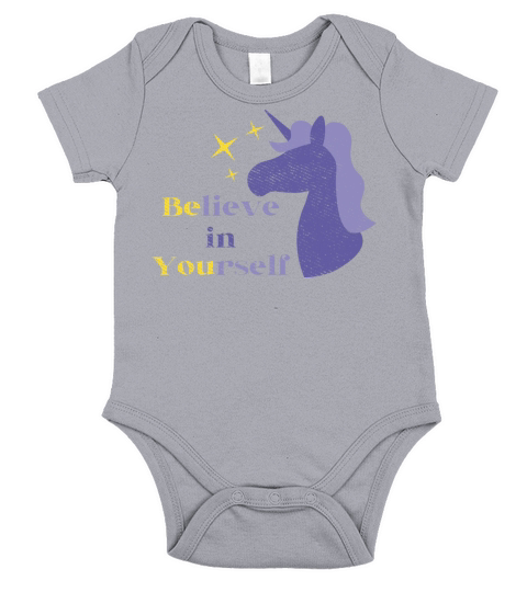Believe In Yourself Motivational Quote Unicorn Short Sleeve Baby One-Piece