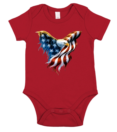 Eagle USA Flag T-Shirt 4th of July Shirts Short Sleeve Baby One-Piece