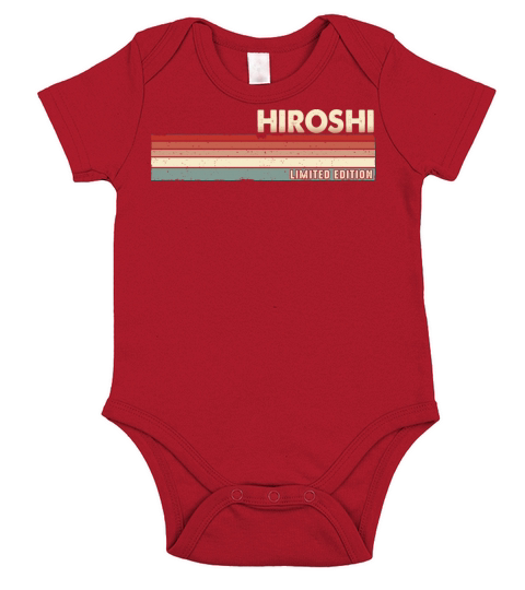 Hiroshi Funny Retro Vintage Name surname 80s 90s Short Sleeve Baby One-Piece