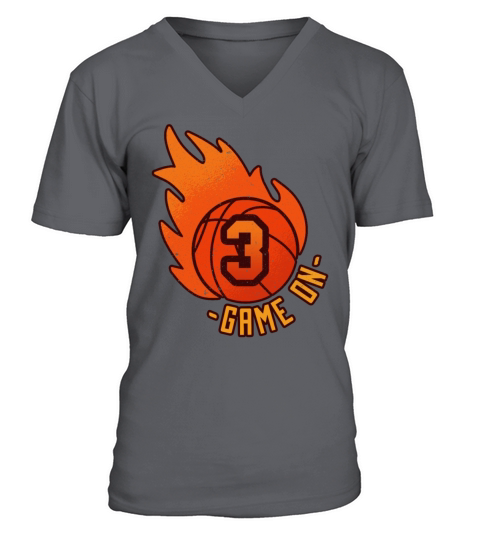 Athlete Ball Fire Game Sport Number 3 Basketball V-Neck T-shirt