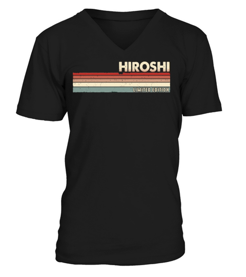 Hiroshi Funny Retro Vintage Name surname 80s 90s V-Neck T-shirt