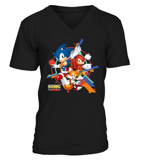 Official Sonic Mania Sonic Tails Knuckles T-Shirt V-Neck T-shirt