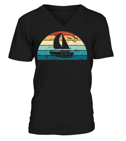 Retro Boating Sunset Vintage boat Sunrise V-Neck T-shirt