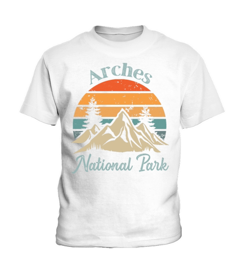 Arches National Park Retro Vintage Mountain Sunset Kids T-Shirt